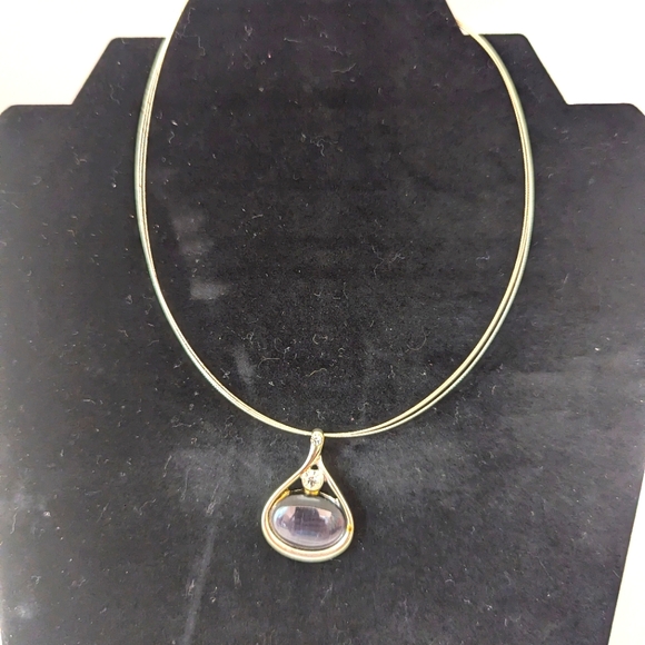 Body Central Silver Toned Necklace with Purple Pendant - Picture 1 of 5